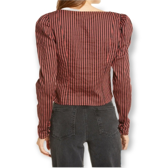 Free People Caroline stripe long sleeve top size M - Picture 3 of 11
